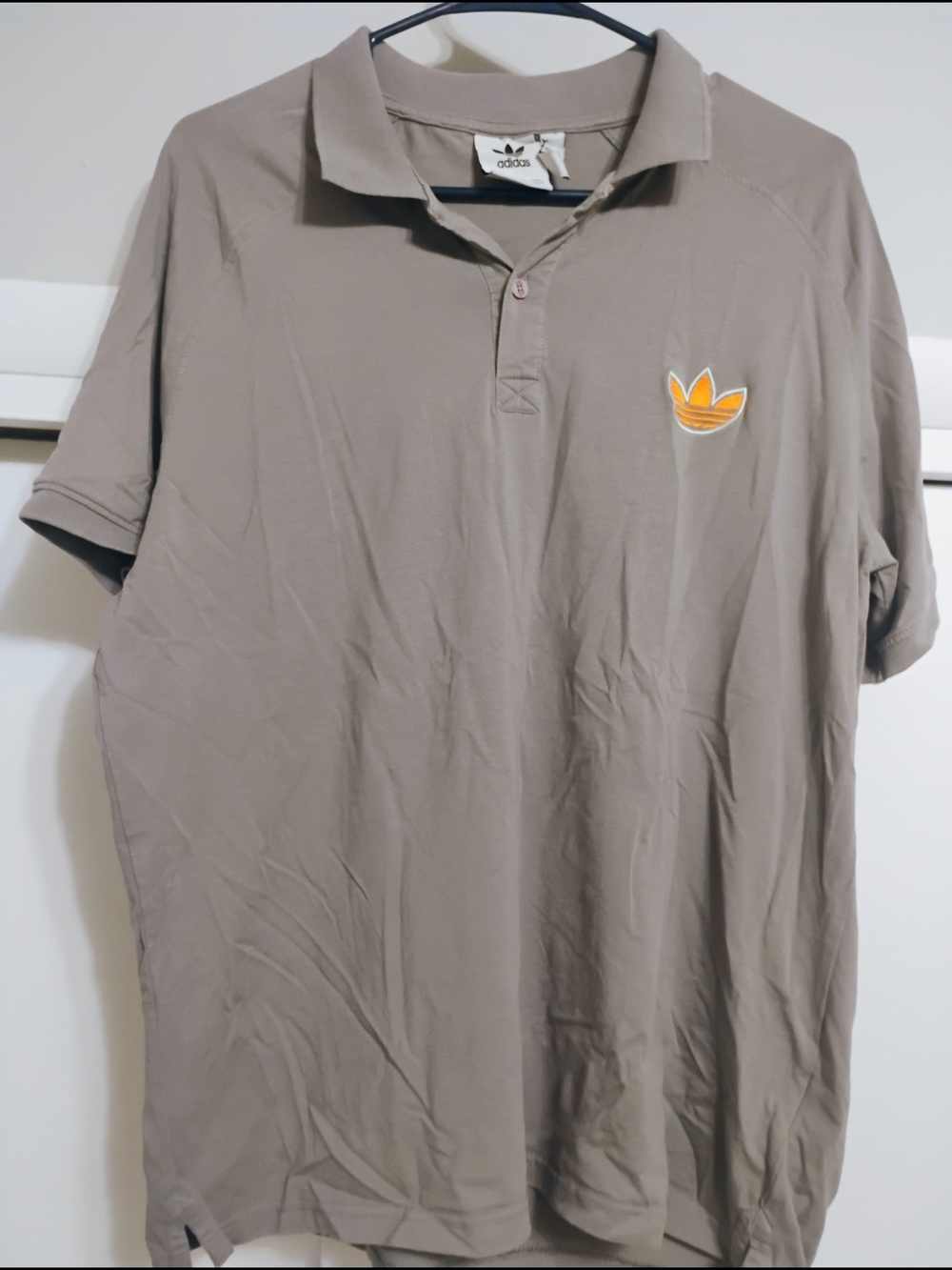 adidas Originals Men’s Polo in Taupe with Orange Trefoil